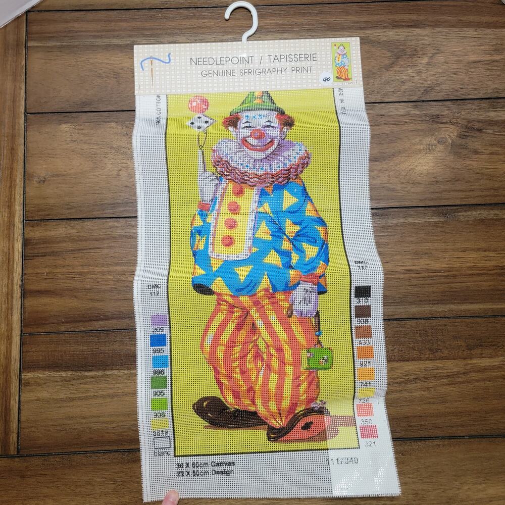 Needlepoint Genuine Serigraphy Print (22 x 50 cm) Clown - NWT